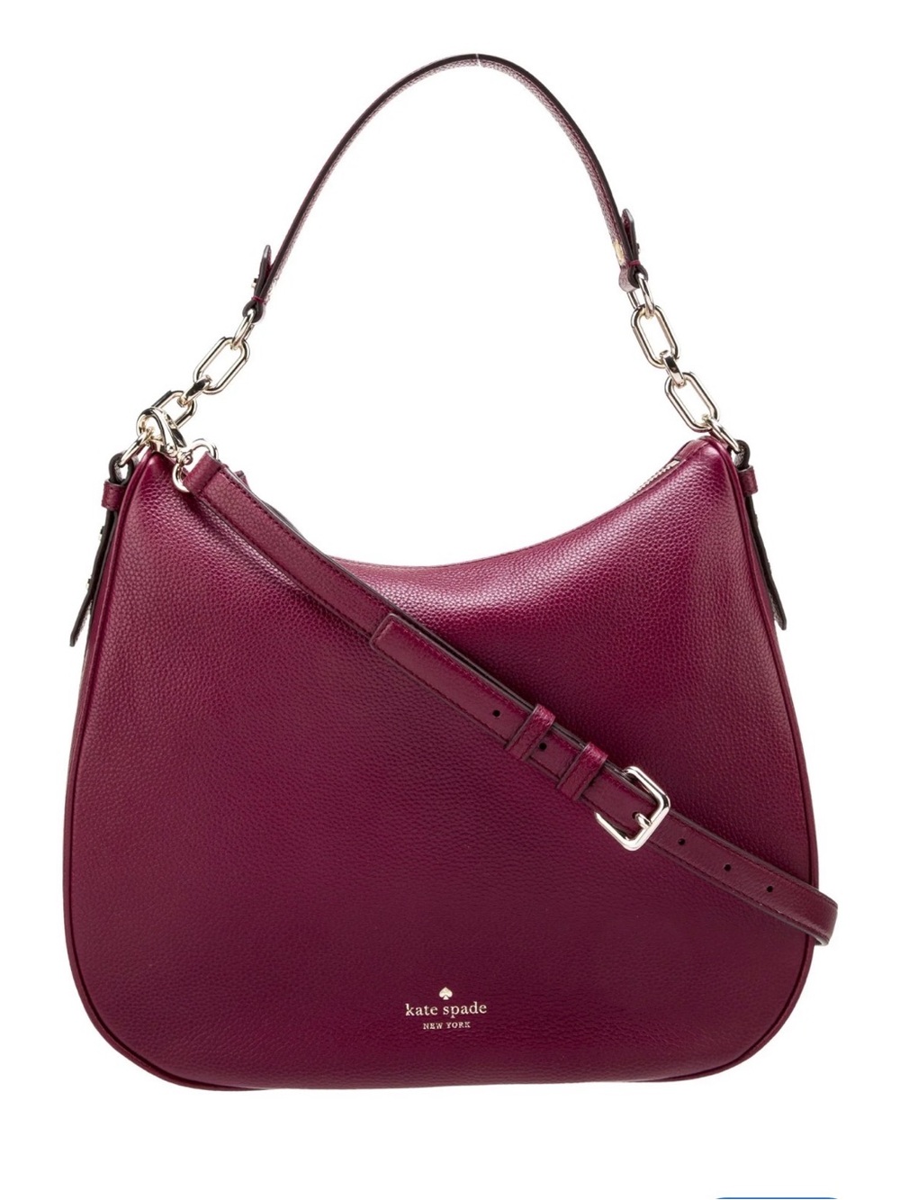 kate spade Pebbled Leather Burgundy Hobo with Gold Hardware